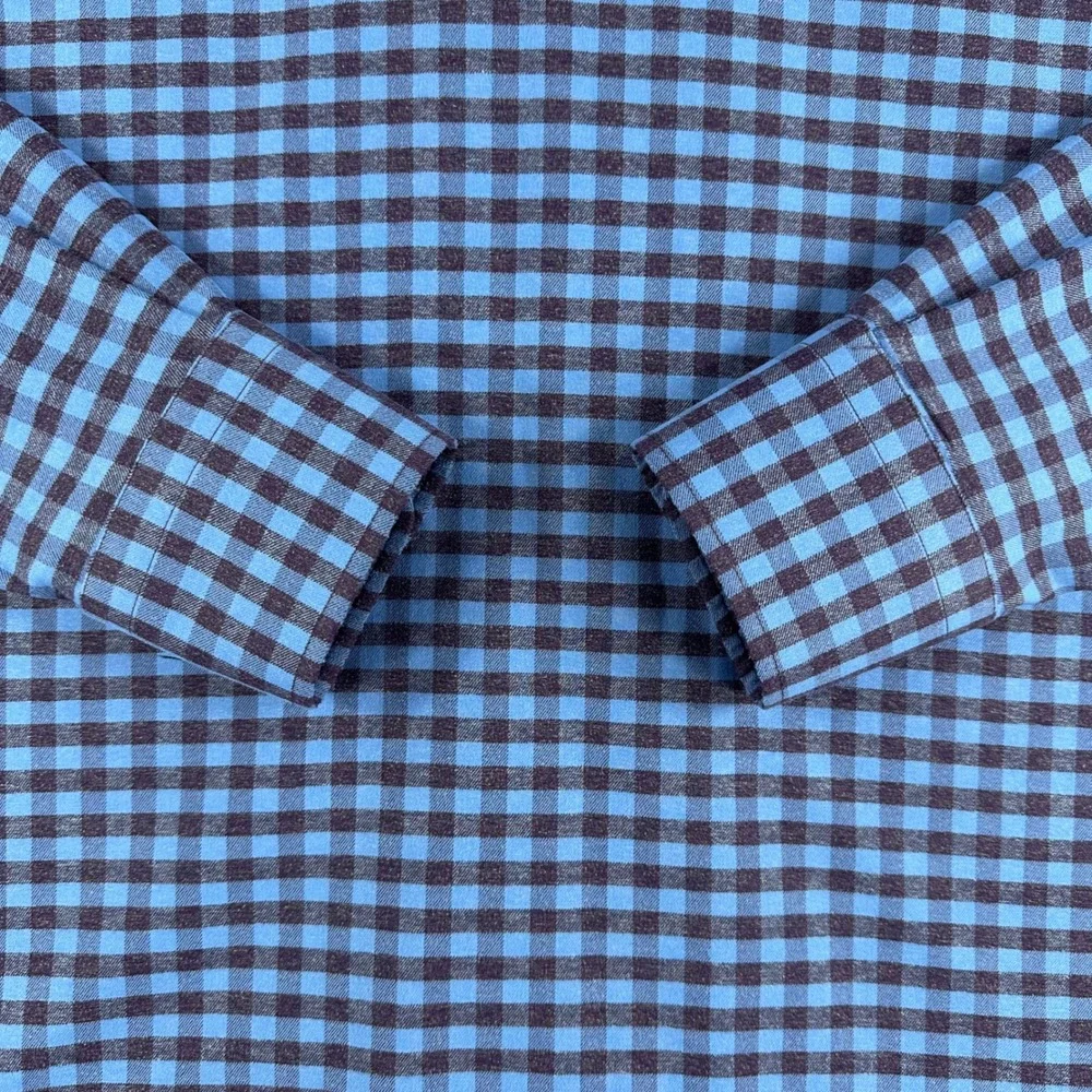 Peter Millar Button Down Mens L Large Blue Purple Gingham Crown Long Sleeve